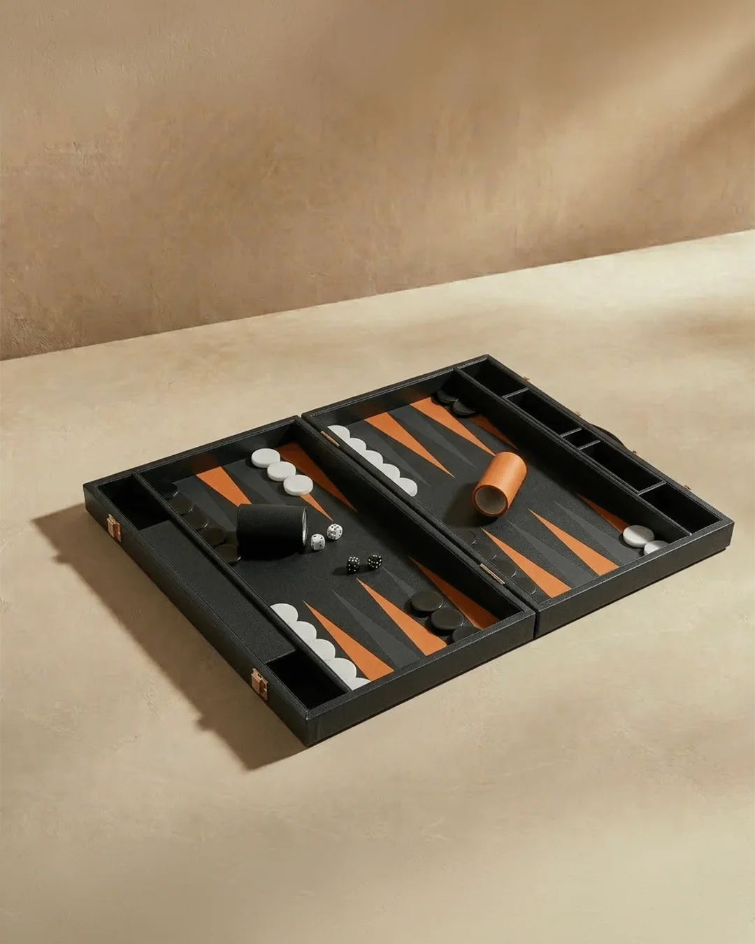 Leather Backgammon Set - Black & Brown