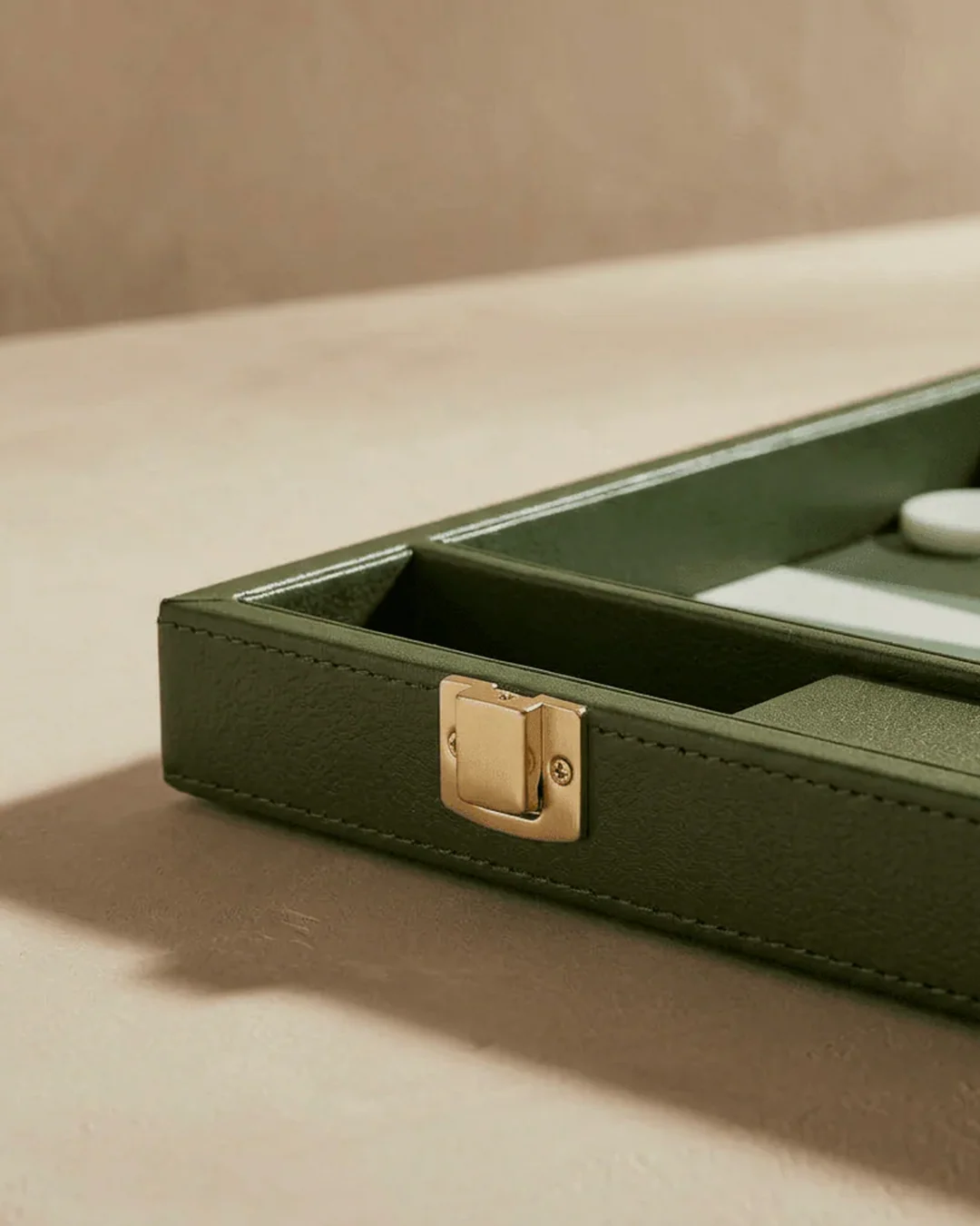 Leather Backgammon Set - Green & White view 3